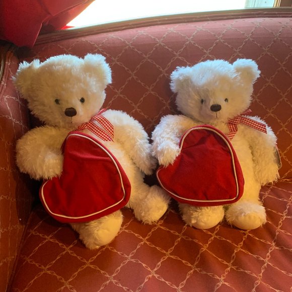 2 Hallmark "From My Heart" White Bear Plush/Heart Gift Zip Bag - Picture 2 of 16